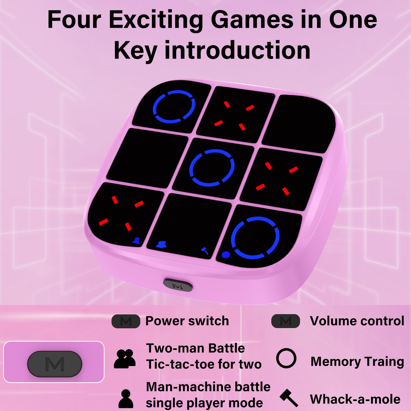 KOQQQ Tic-Tac-Toe Bolt Console side view highlights portable design for travel.