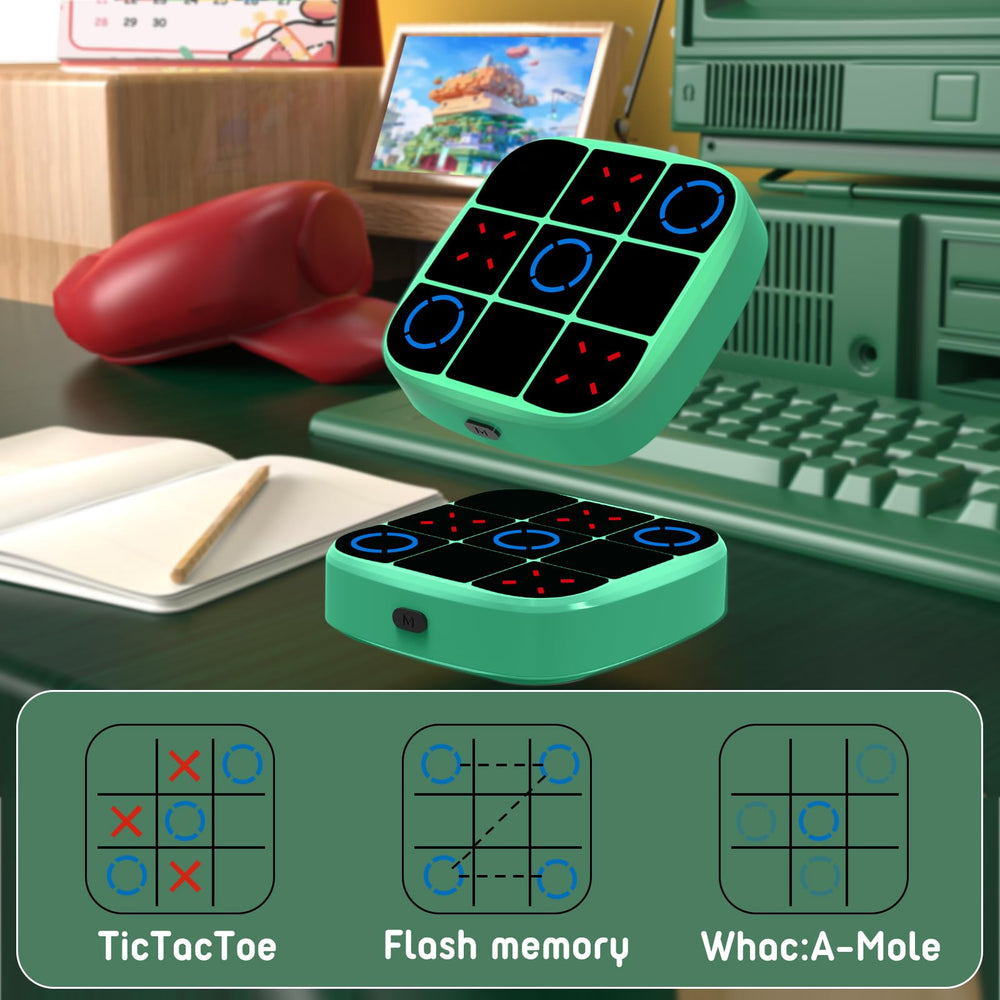 KOQQQ Tic-Tac-Toe Bolt Game cyan underside view shows batteries