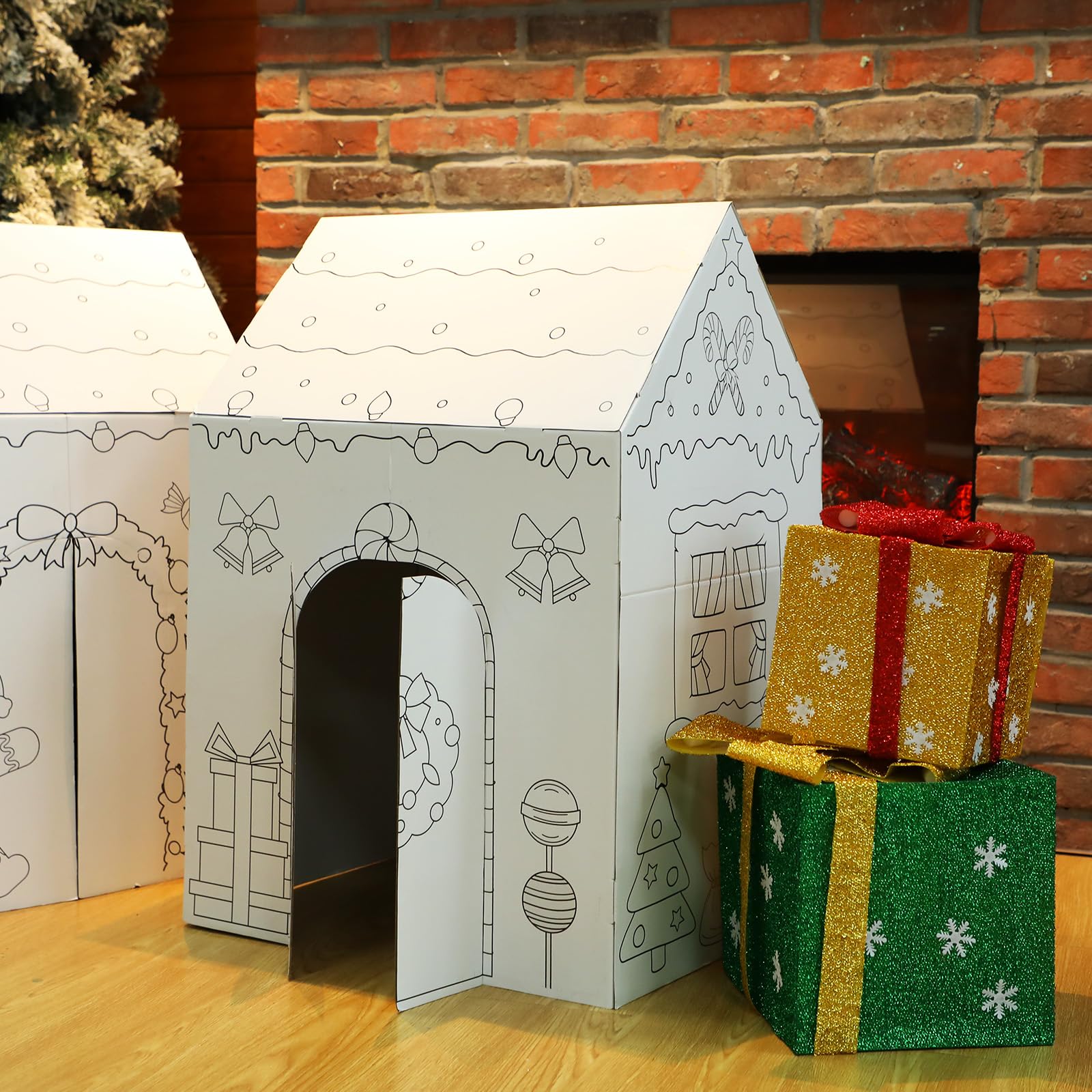 Kosiz Christmas scene decor brightens rooms with whimsical cardboard structures