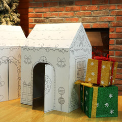 Kosiz Christmas scene decor brightens rooms with whimsical cardboard structures