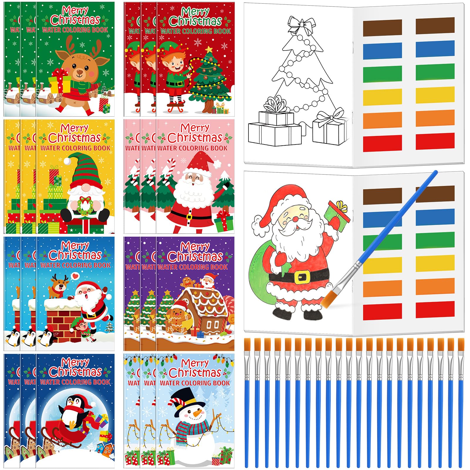 Kosiz Christmas watercolor book with Santa design for festive coloring fun