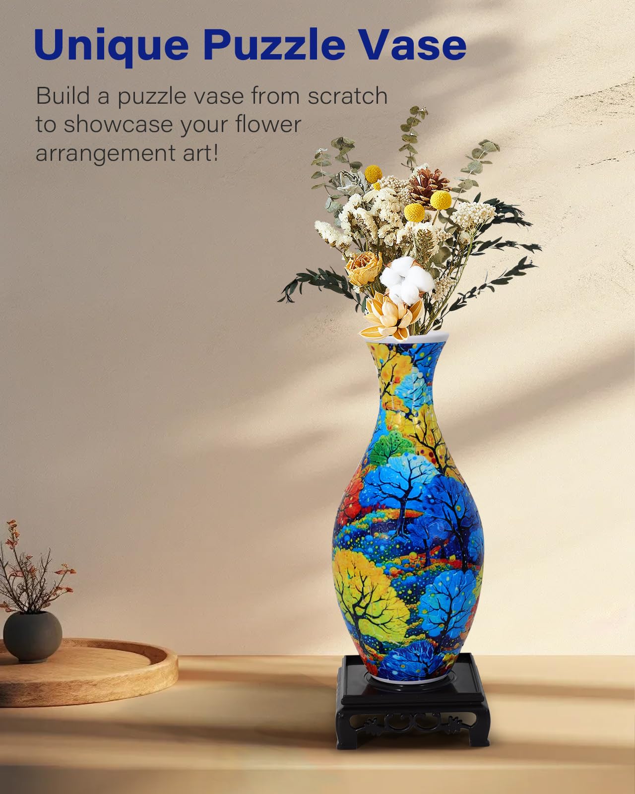KOSTBAR 3D puzzle vase with water cup, display-ready for fresh or dried flowers