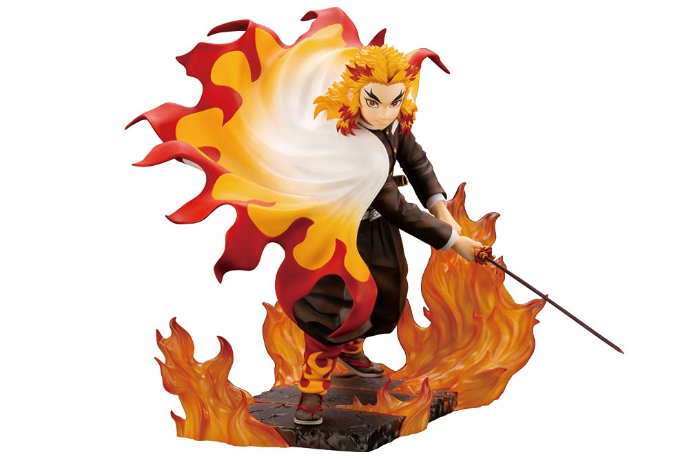 Kotobukiya Demon Slayer ARTFX J Kyojuro Rengoku figure front view for dynamic display.