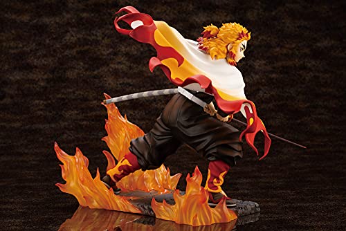 Kotobukiya ARTFX J Rengoku figurine height emphasizes stature on shelves.