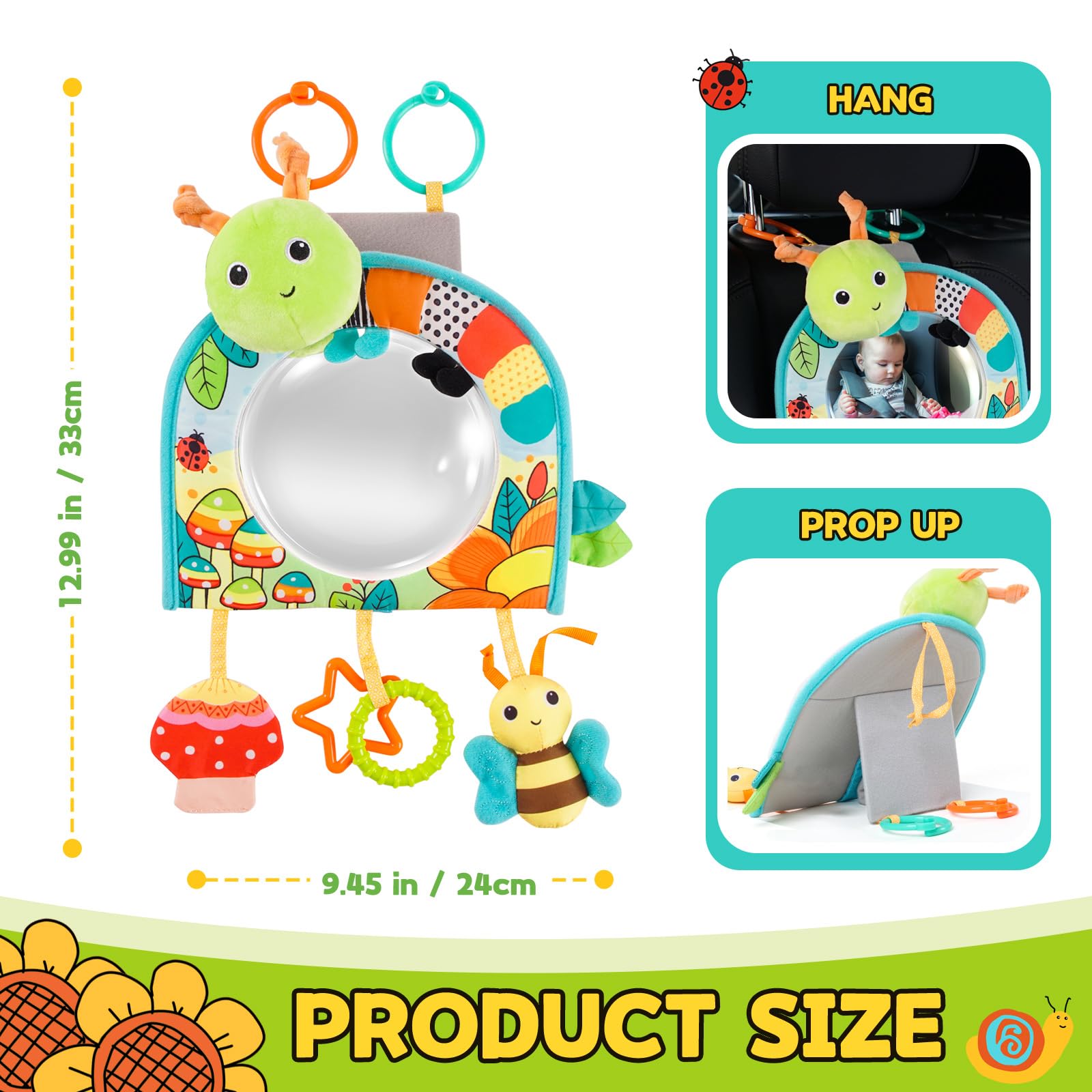 Koty big baby-safe mirror for travel encourages self-discovery during rides.