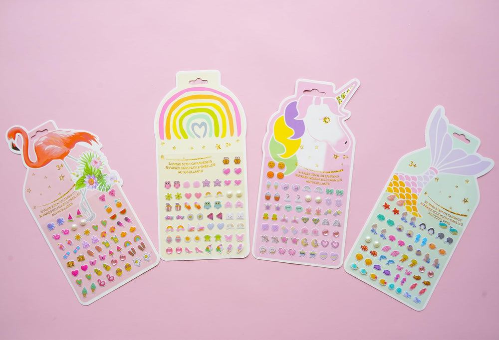 Koutey stick-on mermaid earrings, sparkly design for parties and pretend play