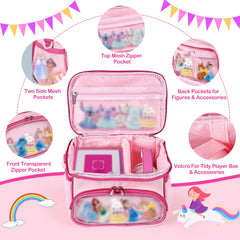 Kowenlic carrying case pink exterior shown with handles for quick carry
