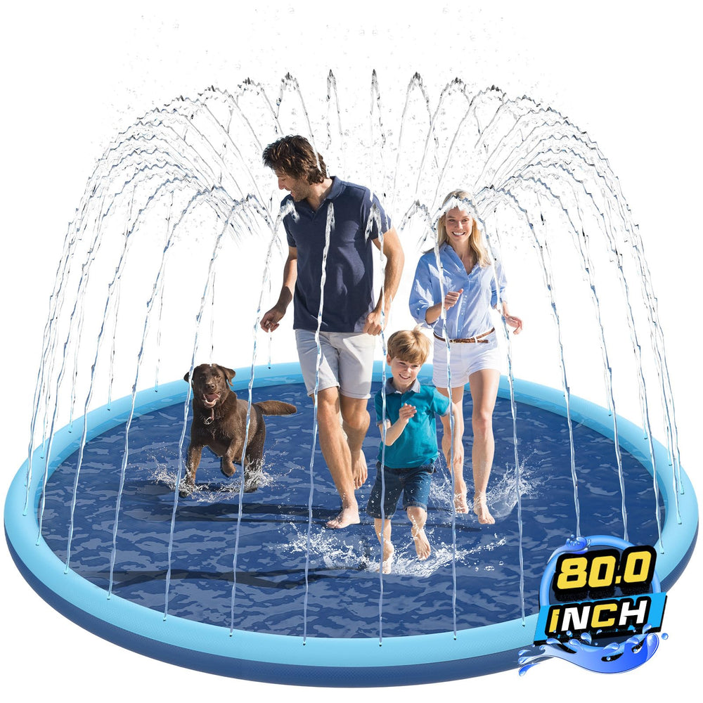 KOXOBET 80-inch splash pad for backyard fun with kids and pets.