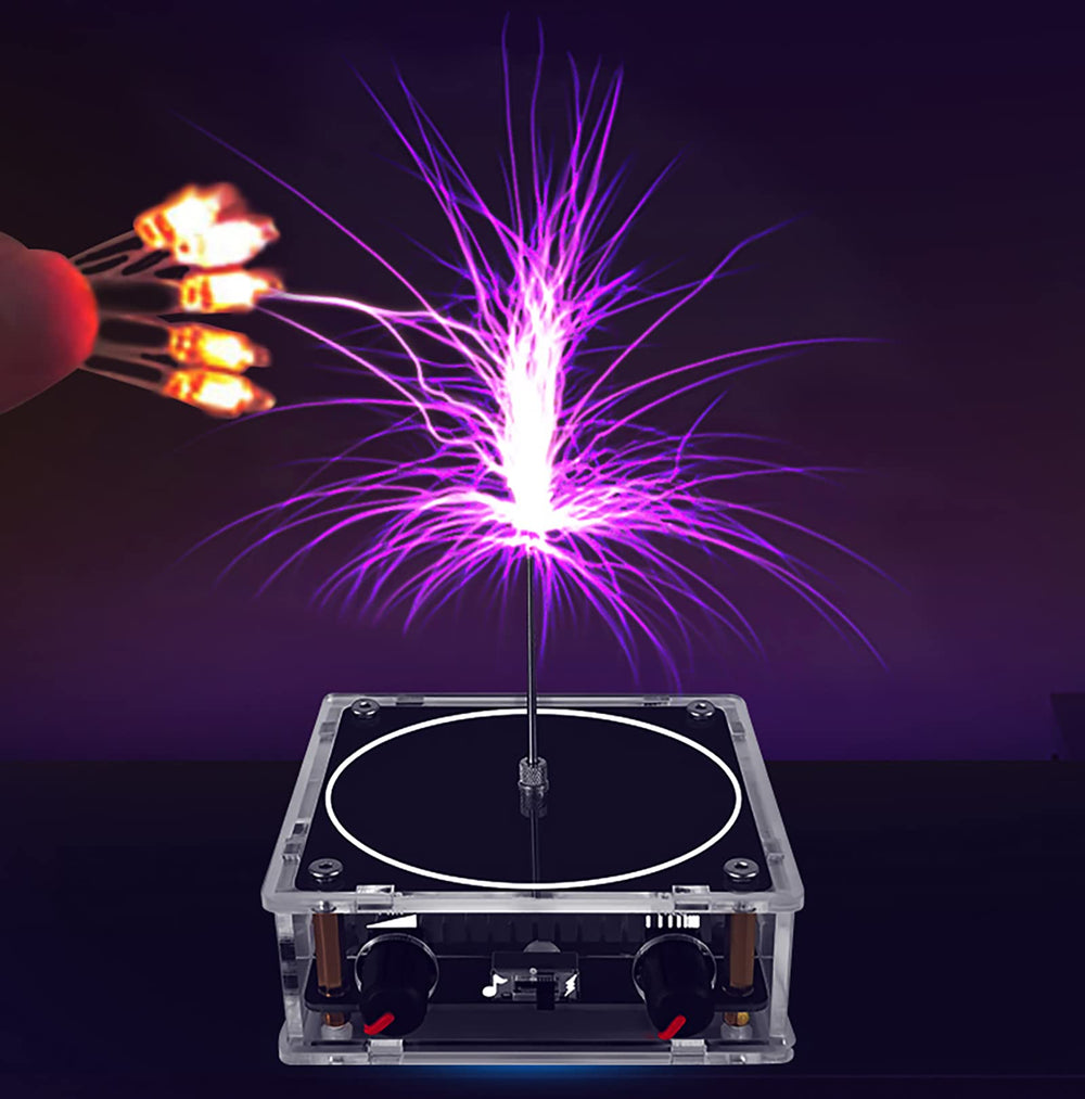Koyzsen Tesla coil compact dimensions fit on a desk.