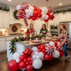Kozee candy cane foil balloon closeup perfect candy-theme accent.