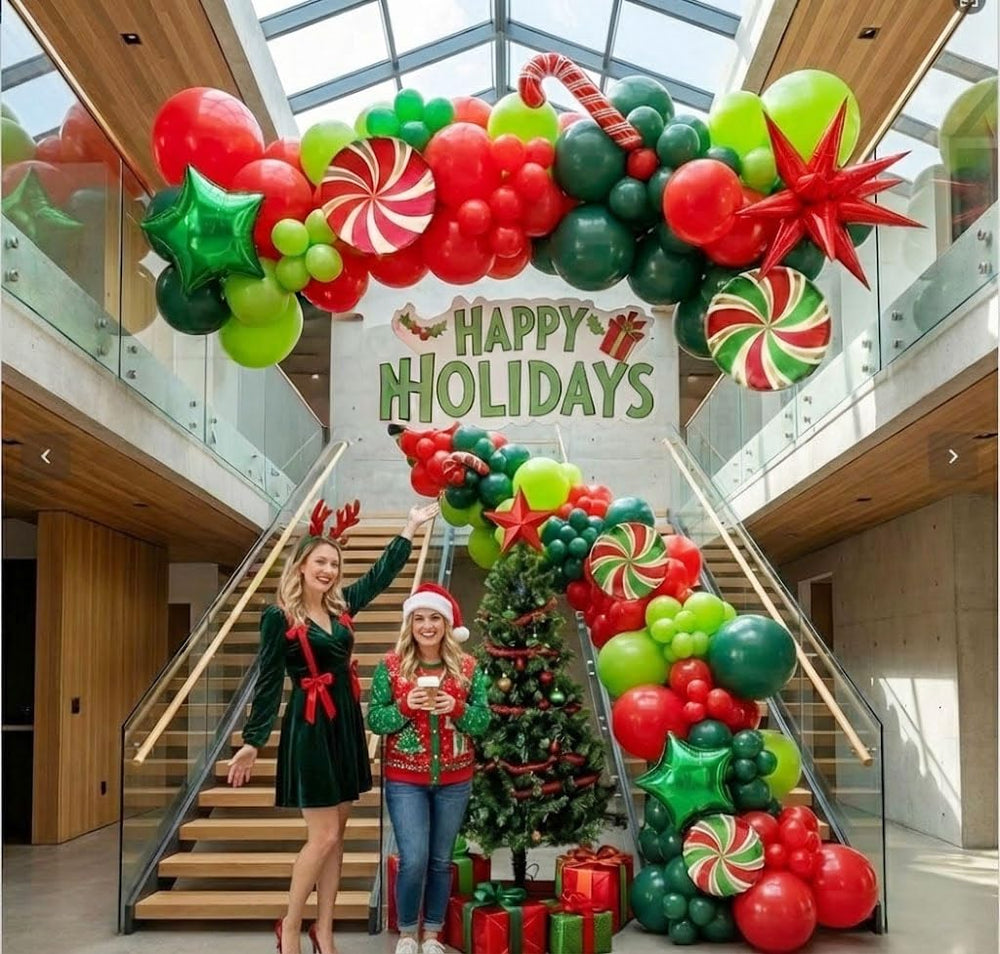 Kozee Christmas party decorations create a cohesive festive look in any venue.