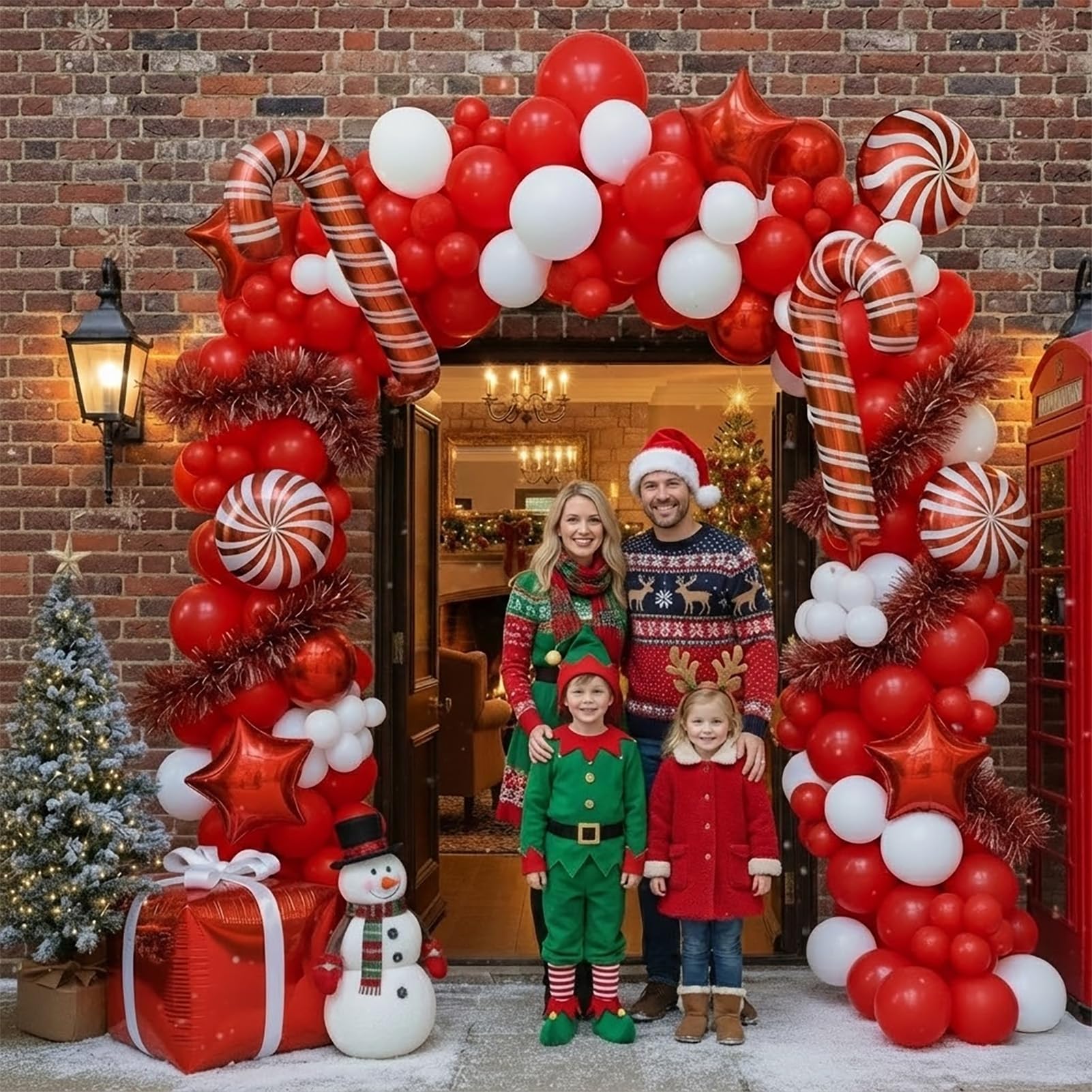 Kozee red white balloons closeup highlight bold holiday color for photos.