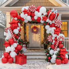 Kozee winter christmas arch kit full setup creates a festive arch backdrop.