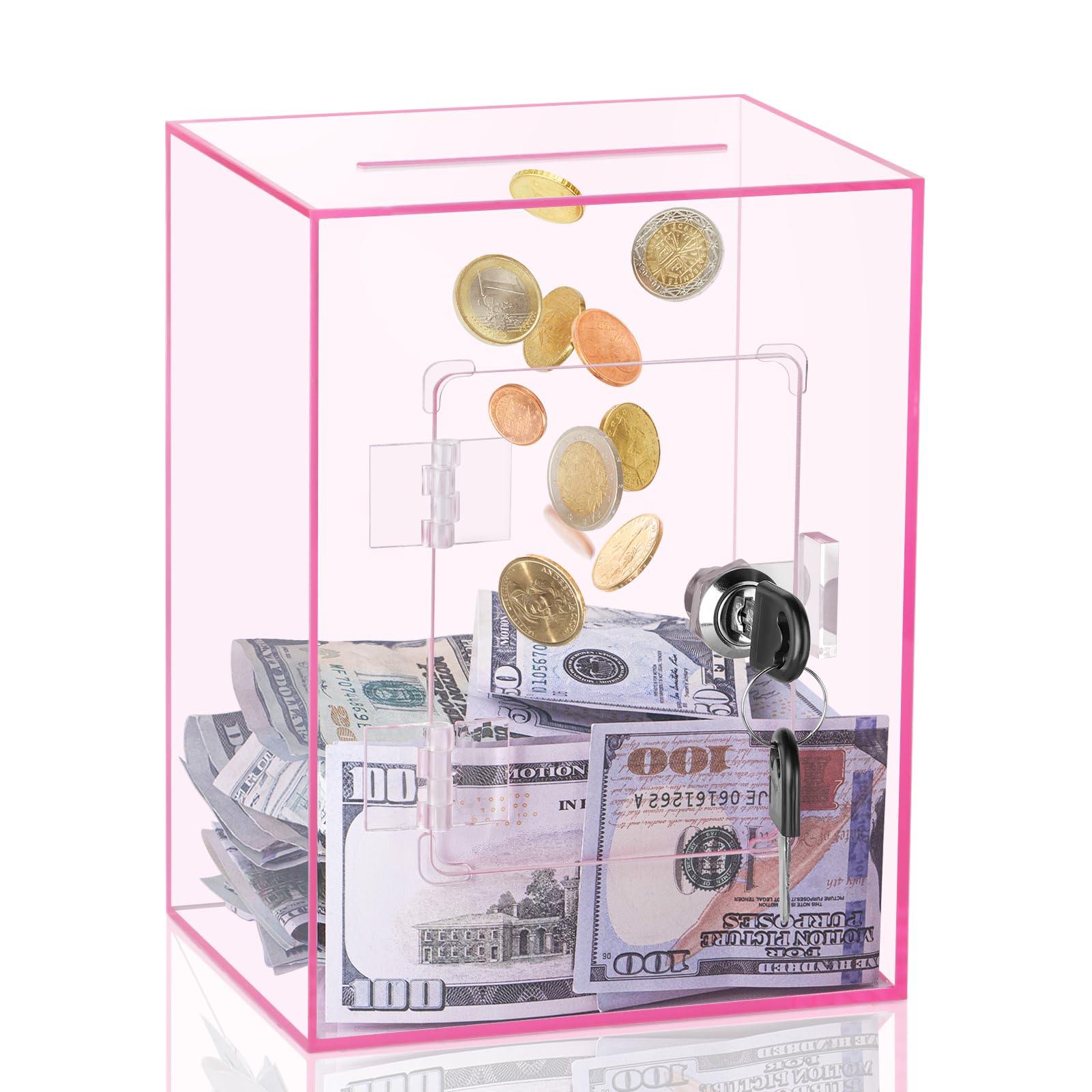 Kozsort clear piggy bank pink design to watch savings grow daily securely.