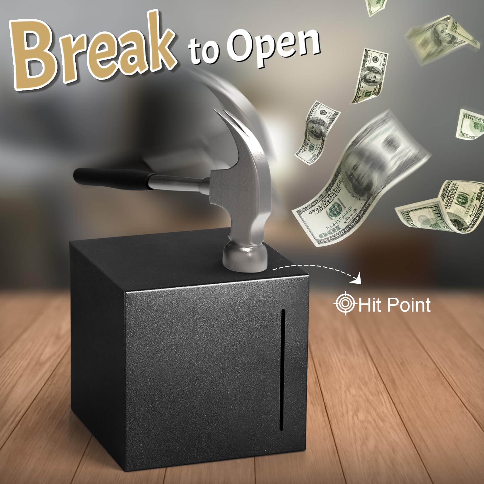 Kozsort piggy bank hammer access demonstrates how to open after savings target.