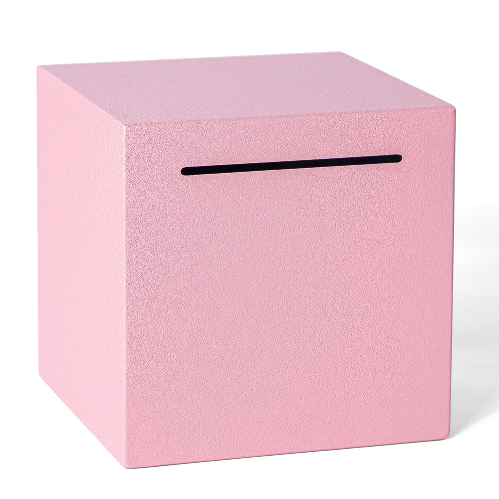 Kozsort piggybank pink front view shows a stylish stainless steel savings option for adults.