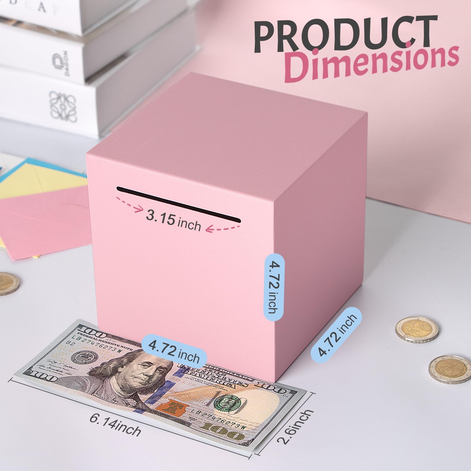 Kozsort piggybank pink side view highlights its durable welded construction for secure storage.