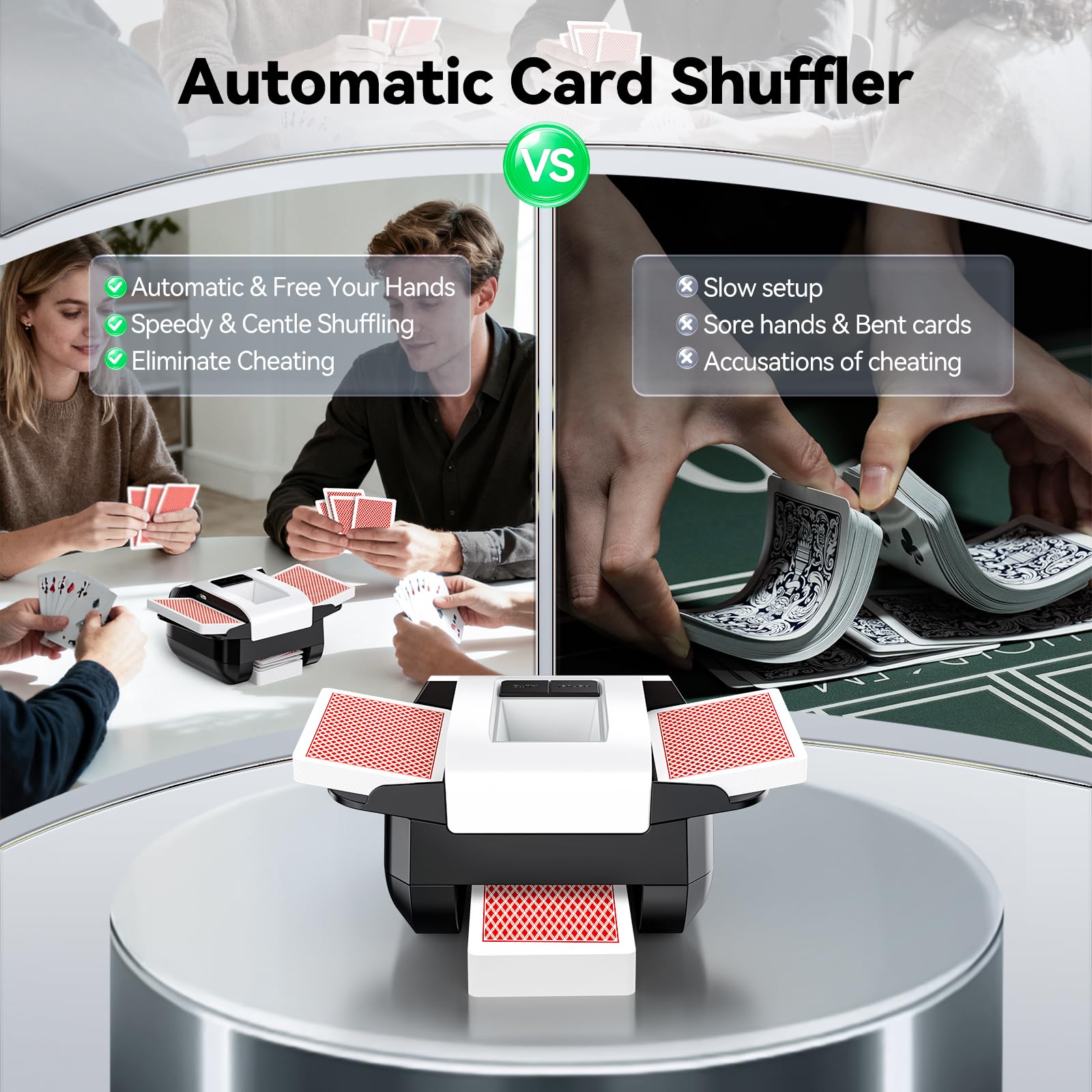 KPAW Card Shuffler dual modes offer auto and semi-auto control