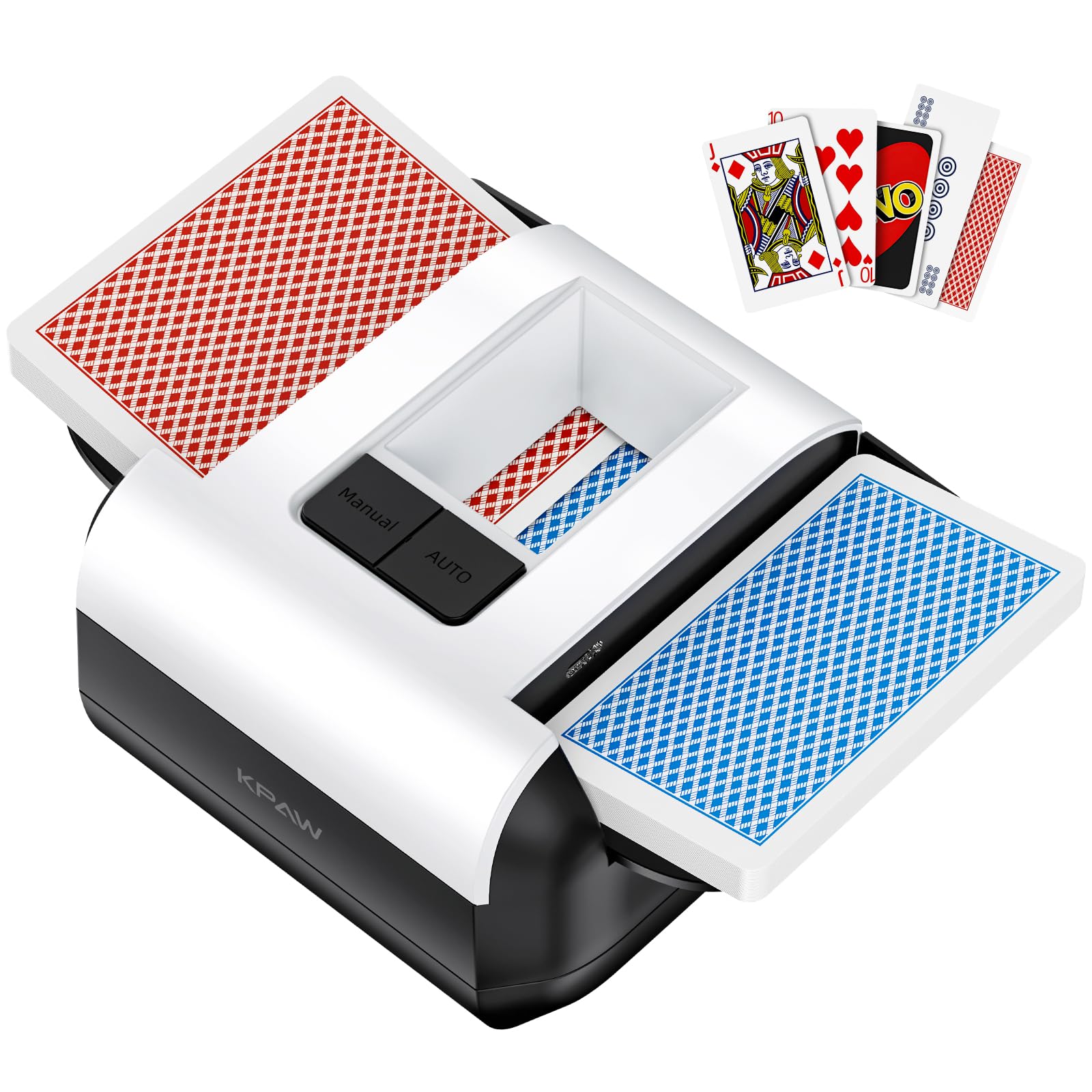 KPAW Card Shuffler front view showing compact design for easy family game nights