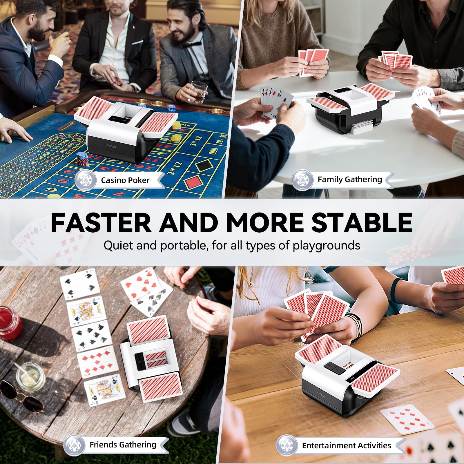 KPAW Card Shuffler USB-C charging keeps setup ready between rounds
