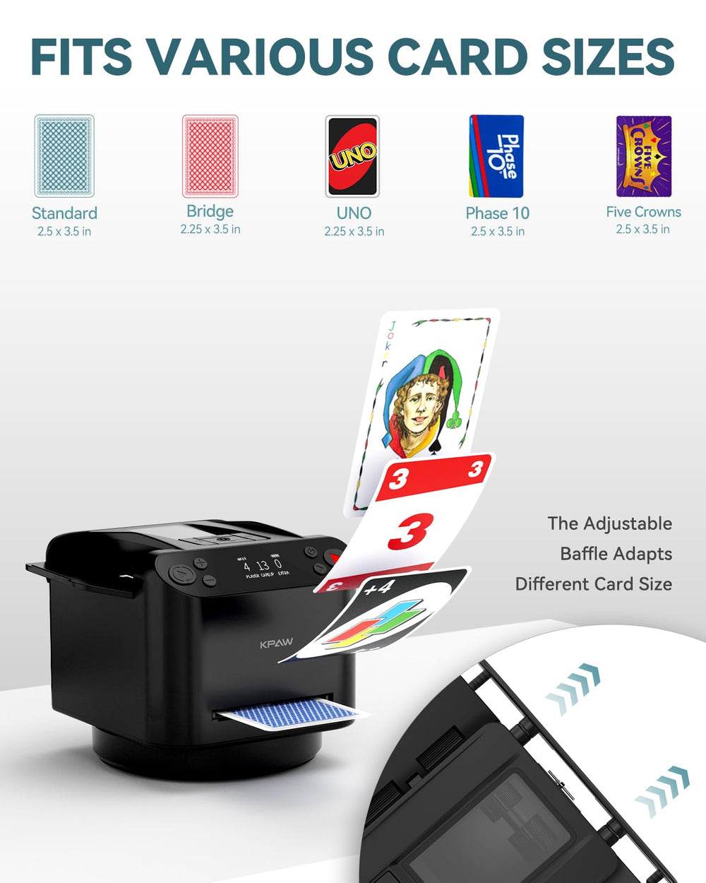 KPAW MAX 6 with customizable dealing options for poker and UNO.