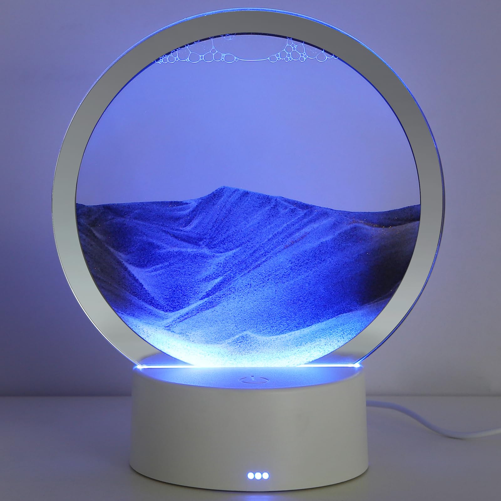 KPNUWN Moving Sand Art black 6-inch front view, calming desk centerpiece.