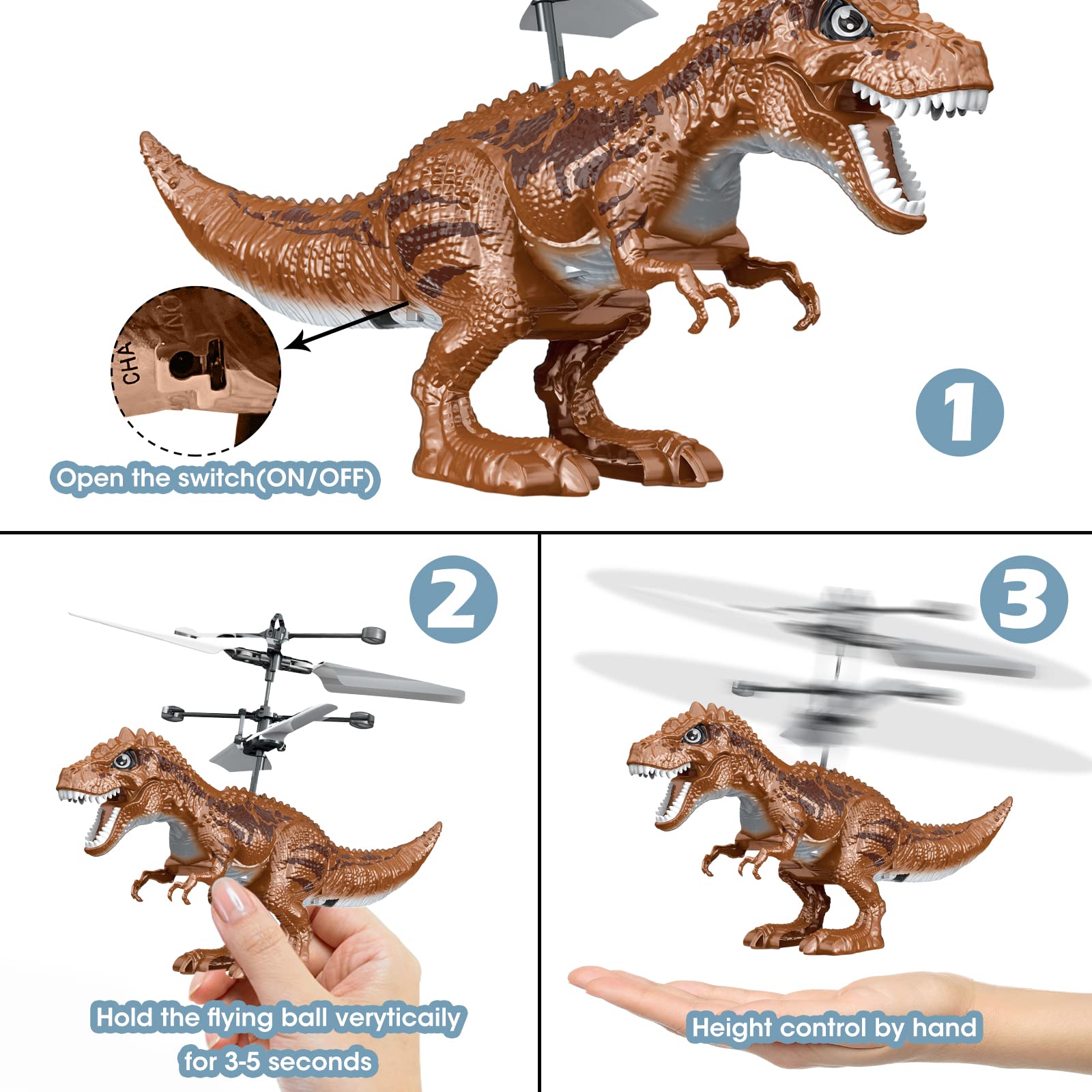 KPPIT dinosaur flying ball charging via USB for quick reuse