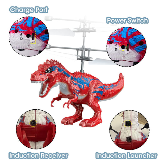 KPPIT Dinosaur Flying Ball with LED lights during a bright flight.