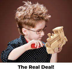 Kraftic real tools include a screwdriver for authentic woodworking.