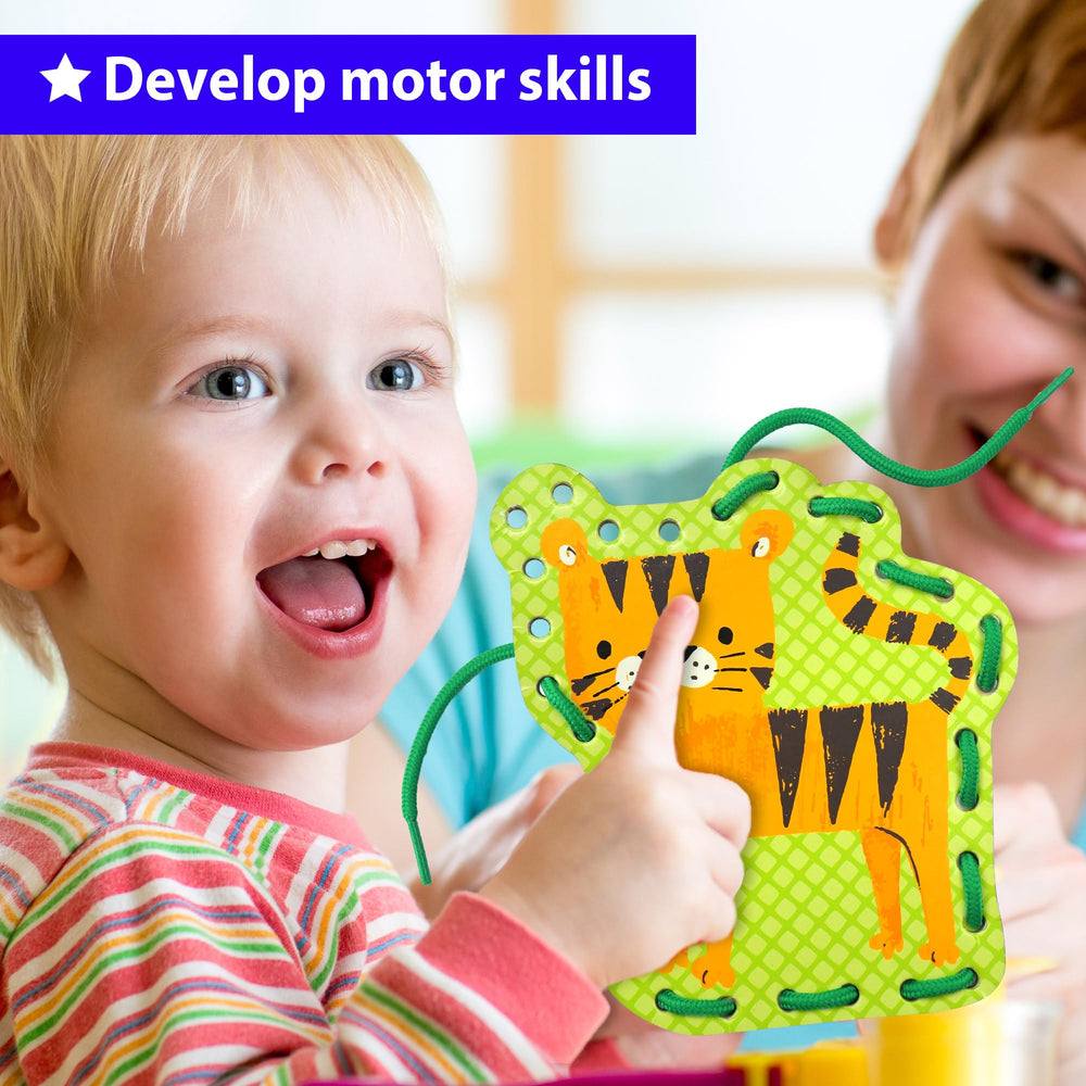 KRAFUN crocodile lacing card for beginner craft skills and sequencing.
