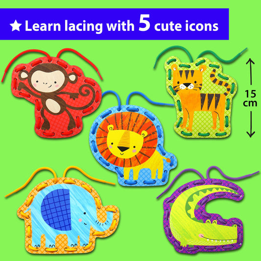 KRAFUN elephant lacing card for concentration and color recognition.
