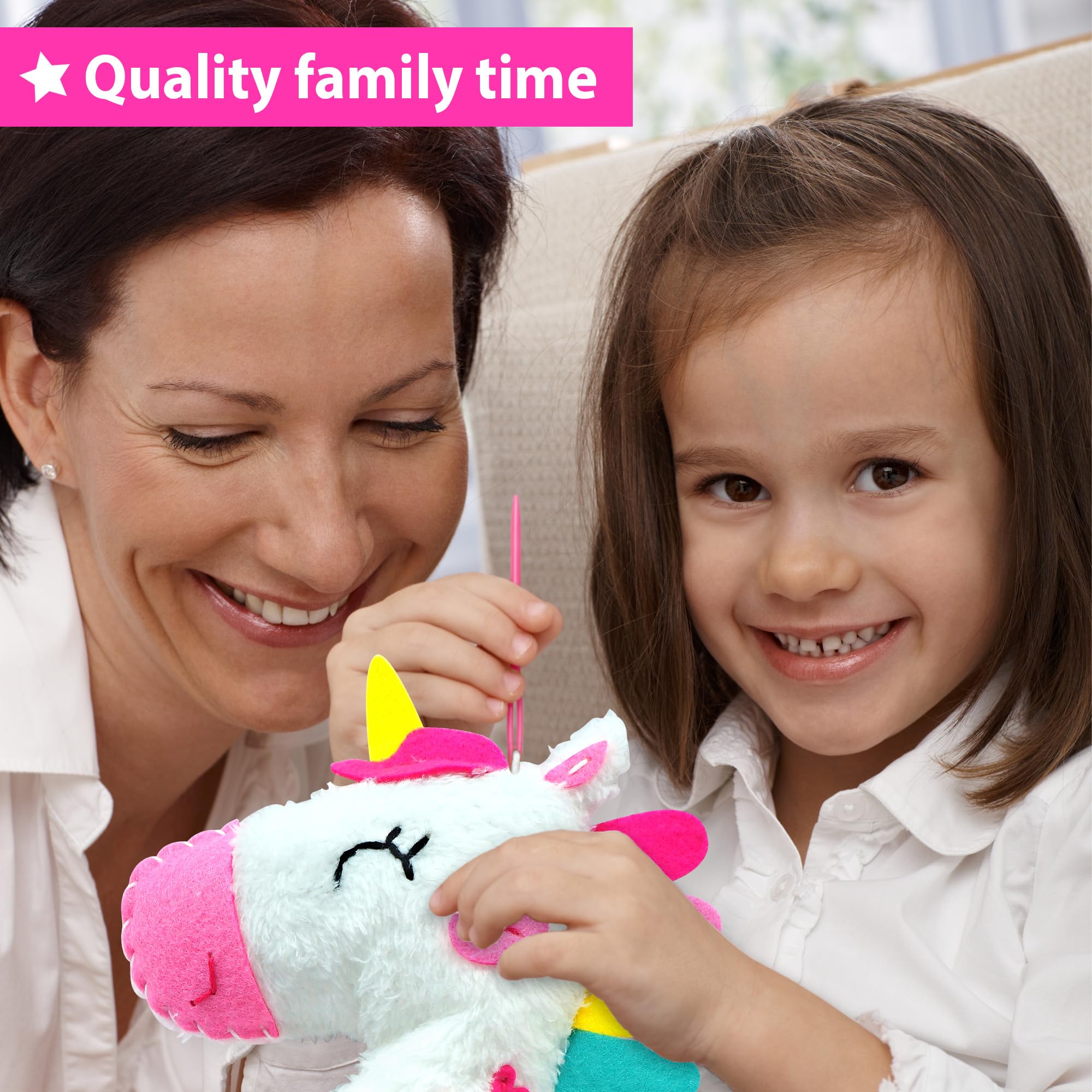 KRAFUN no mess sewing kit features pre punched holes for tidy stitching.