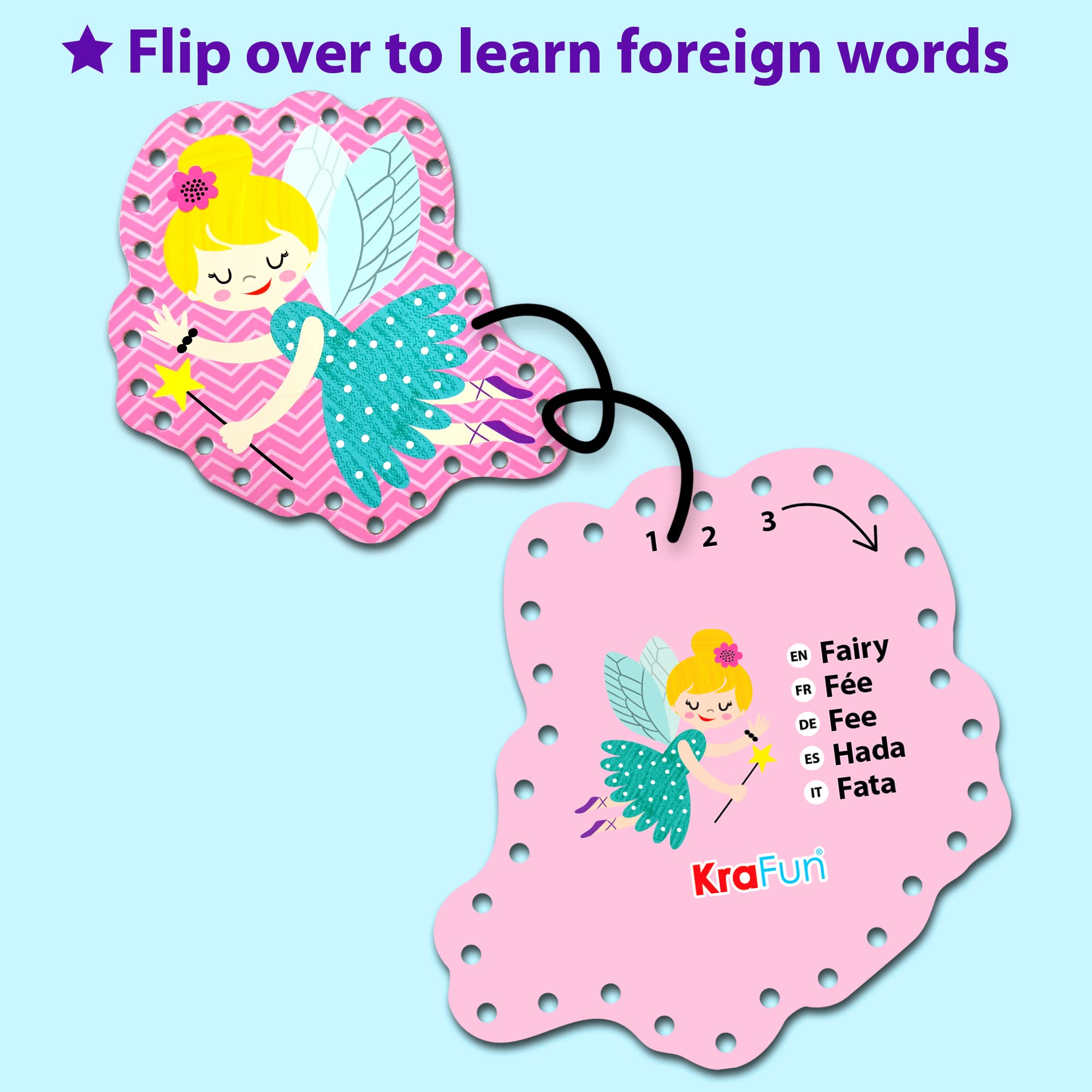 KRAFUN castle lacing card set supports early crafts and problem solving.