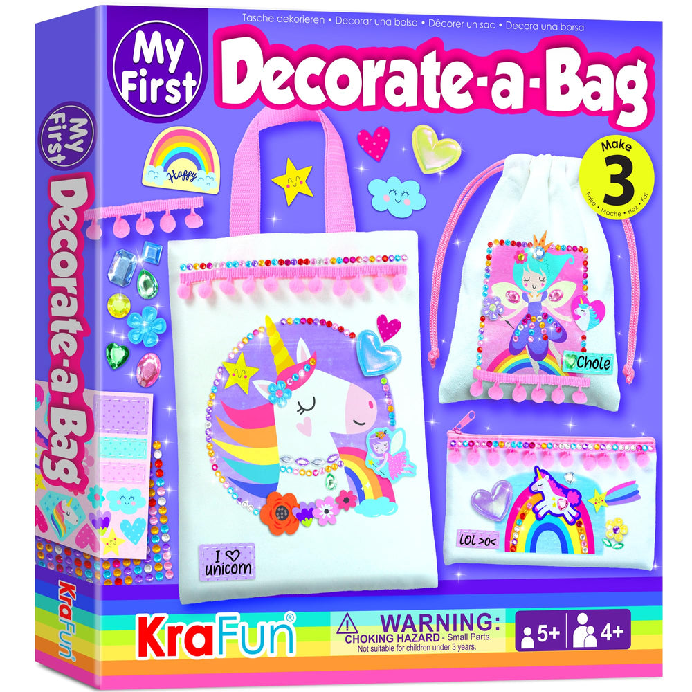 KRAFUN Decorate-a-Bag unicorn bag sparks creativity and imaginative play for kids