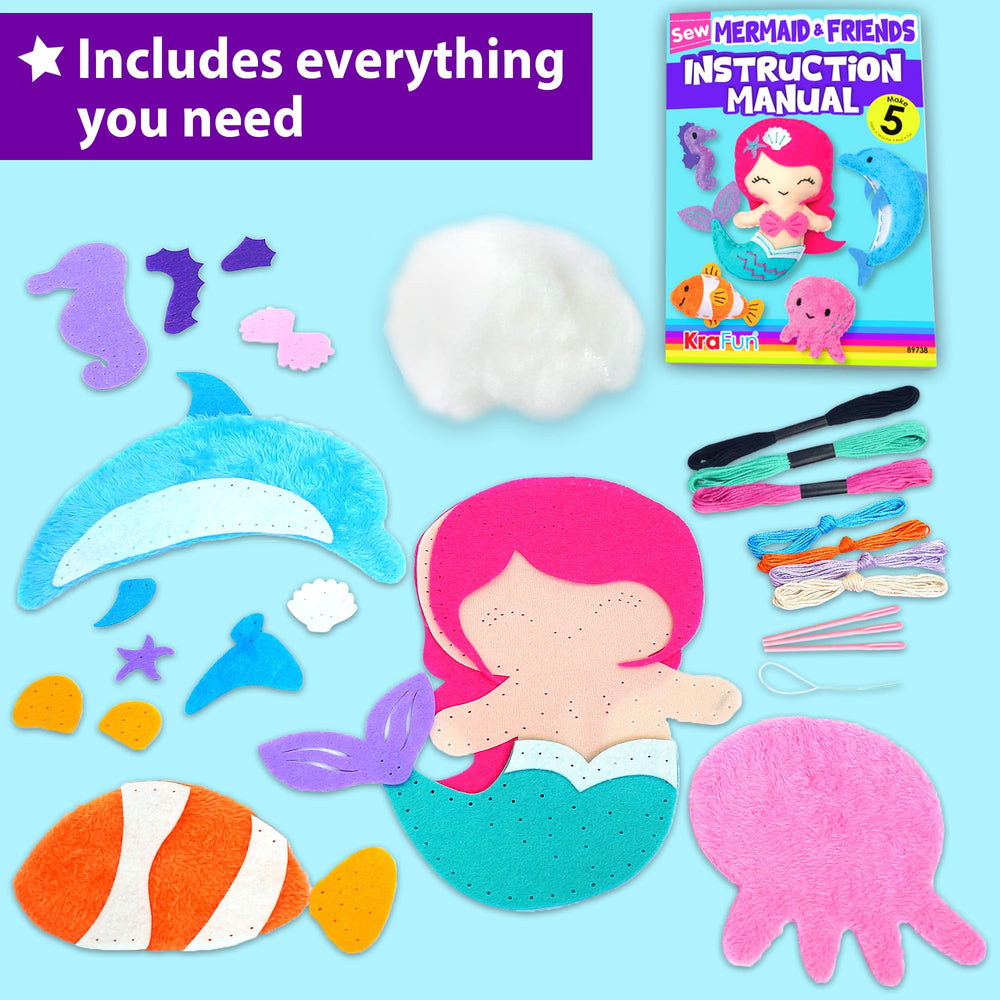KRAFUN Dolphin doll for kids promotes safe, hands-on sewing practice and creativity.