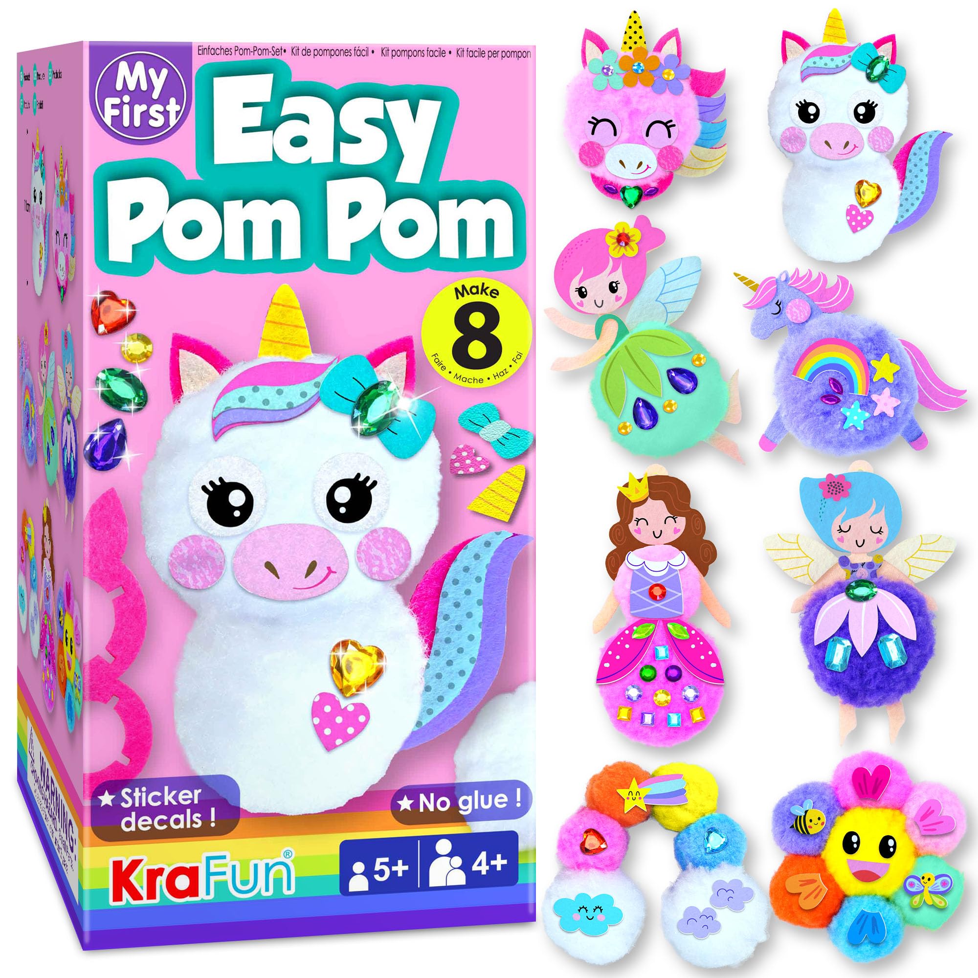 KRAFUN Easy Pom Pom Craft Kit packaging box ready for organized crafting