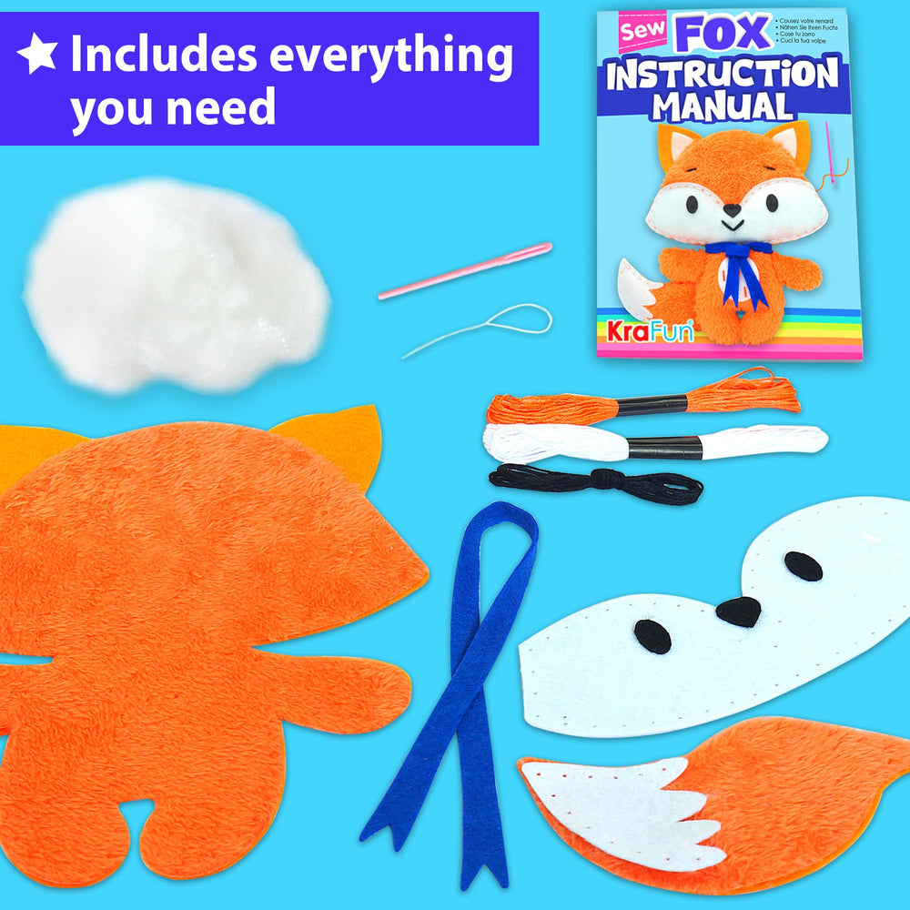 KRAFUN Fox stuffed doll sewing in progress showcases soft toy creation for kids