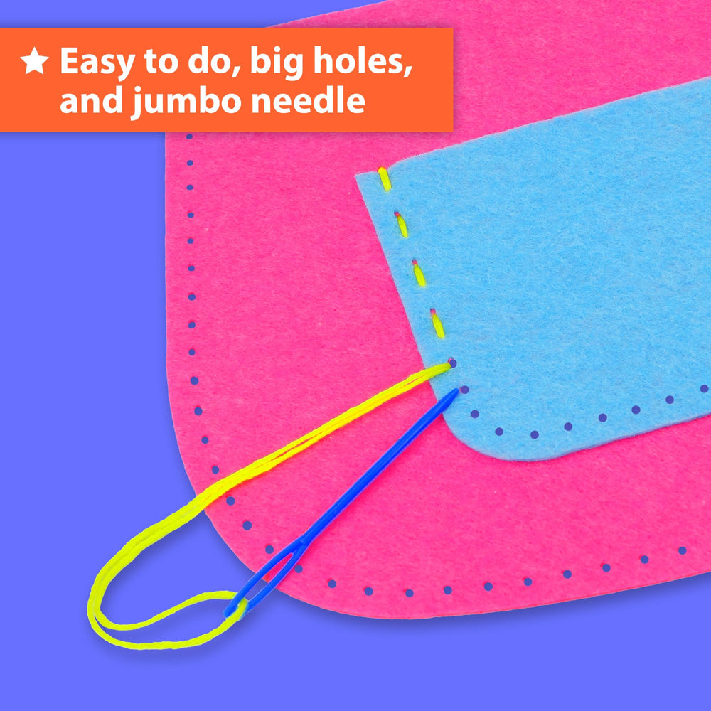 KRAFUN safe plastic needle tools for kid-friendly sewing sessions.