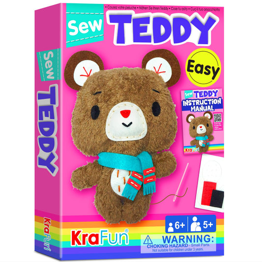KRAFUN Teddy Bear Sewing Kit box ready for a beginner sewing session.