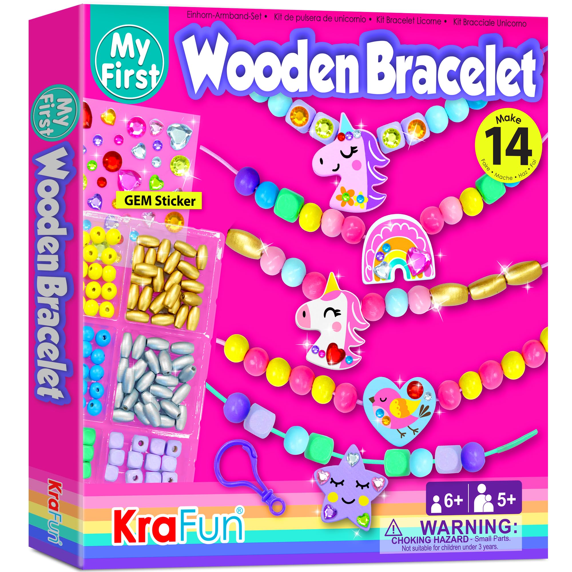KRAFUN unicorn bracelet kit with wooden beads for creative jewelry making