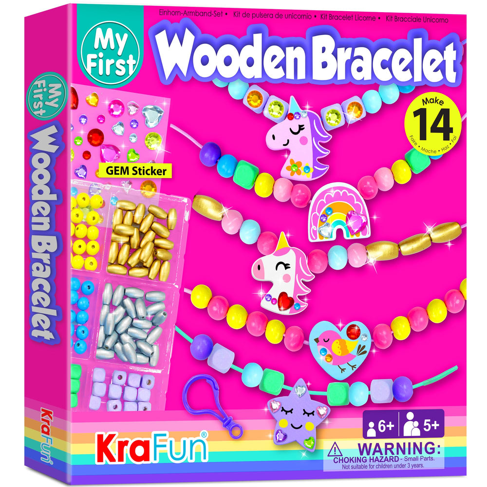 KRAFUN unicorn bracelet kit with wooden beads for creative jewelry making