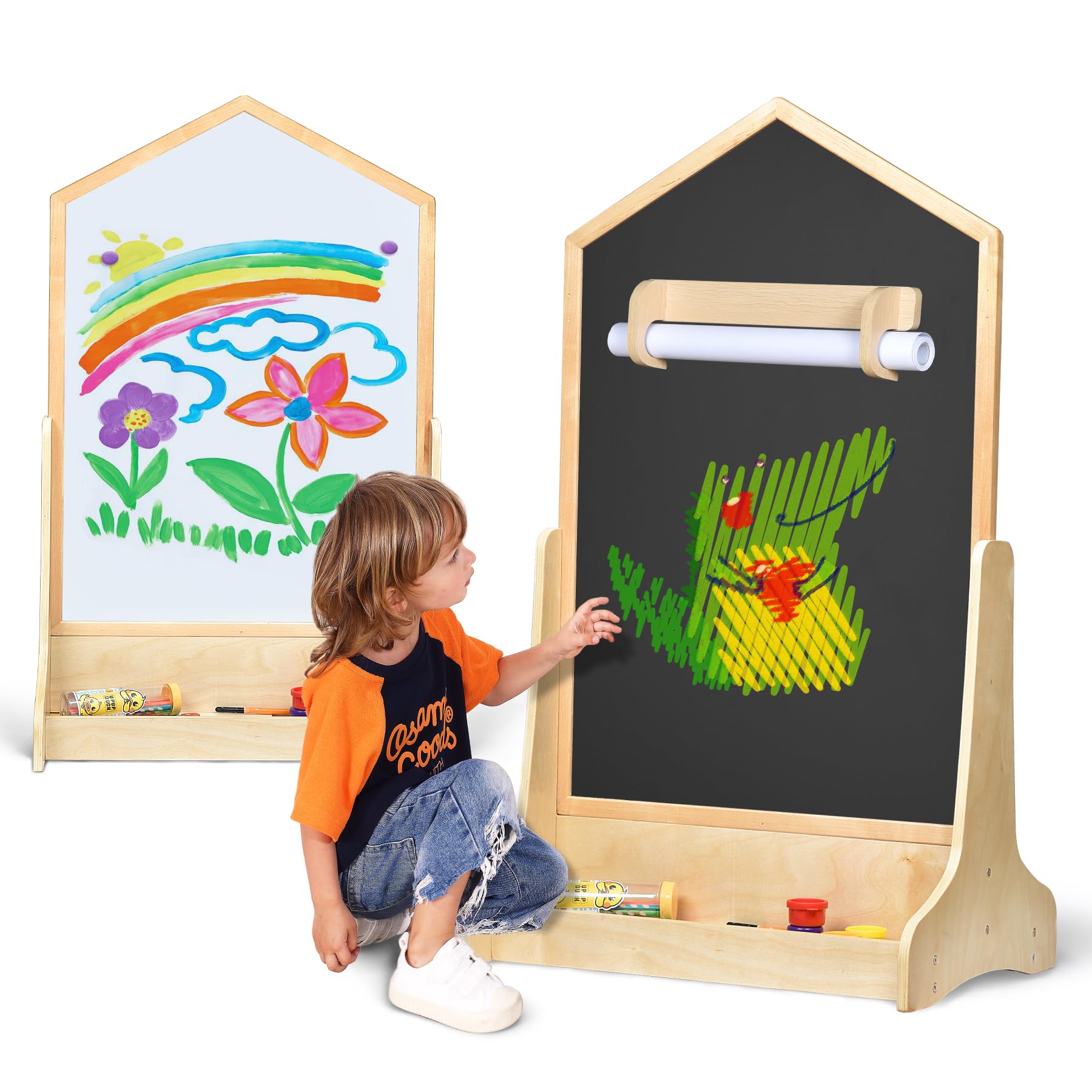 KRAND house-design wall-mount drawing board for kids, space-saving wall setup