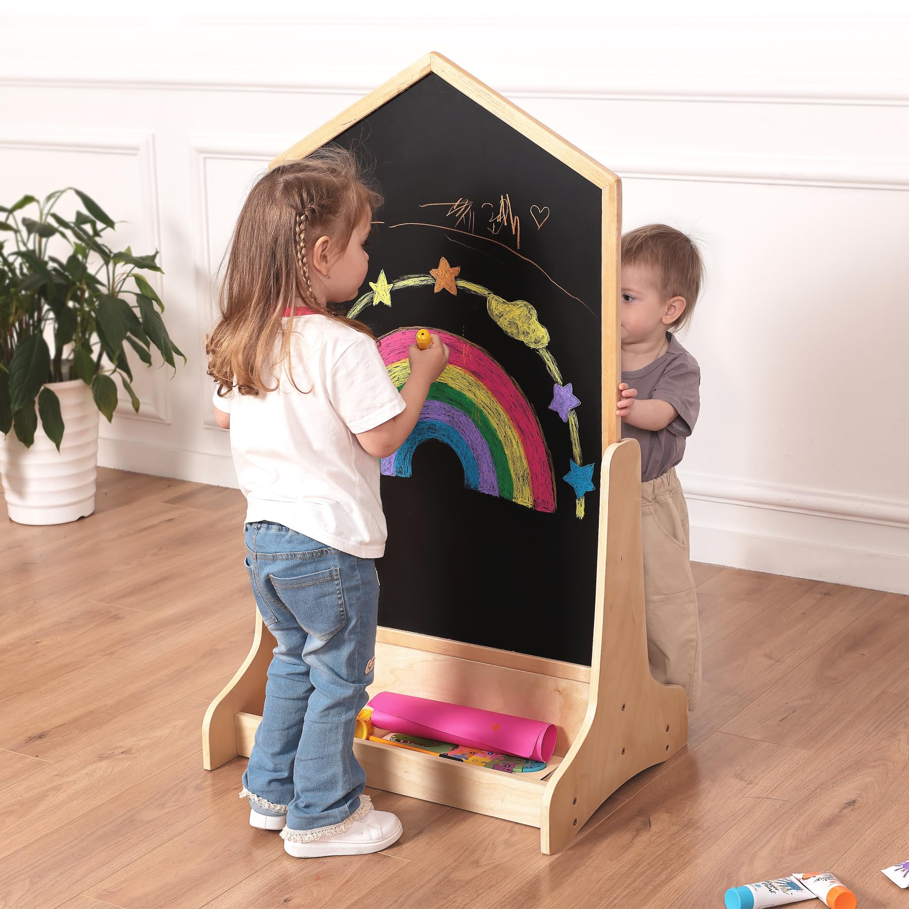 KRAND magnetic board whiteboard side for quick, clean drawings