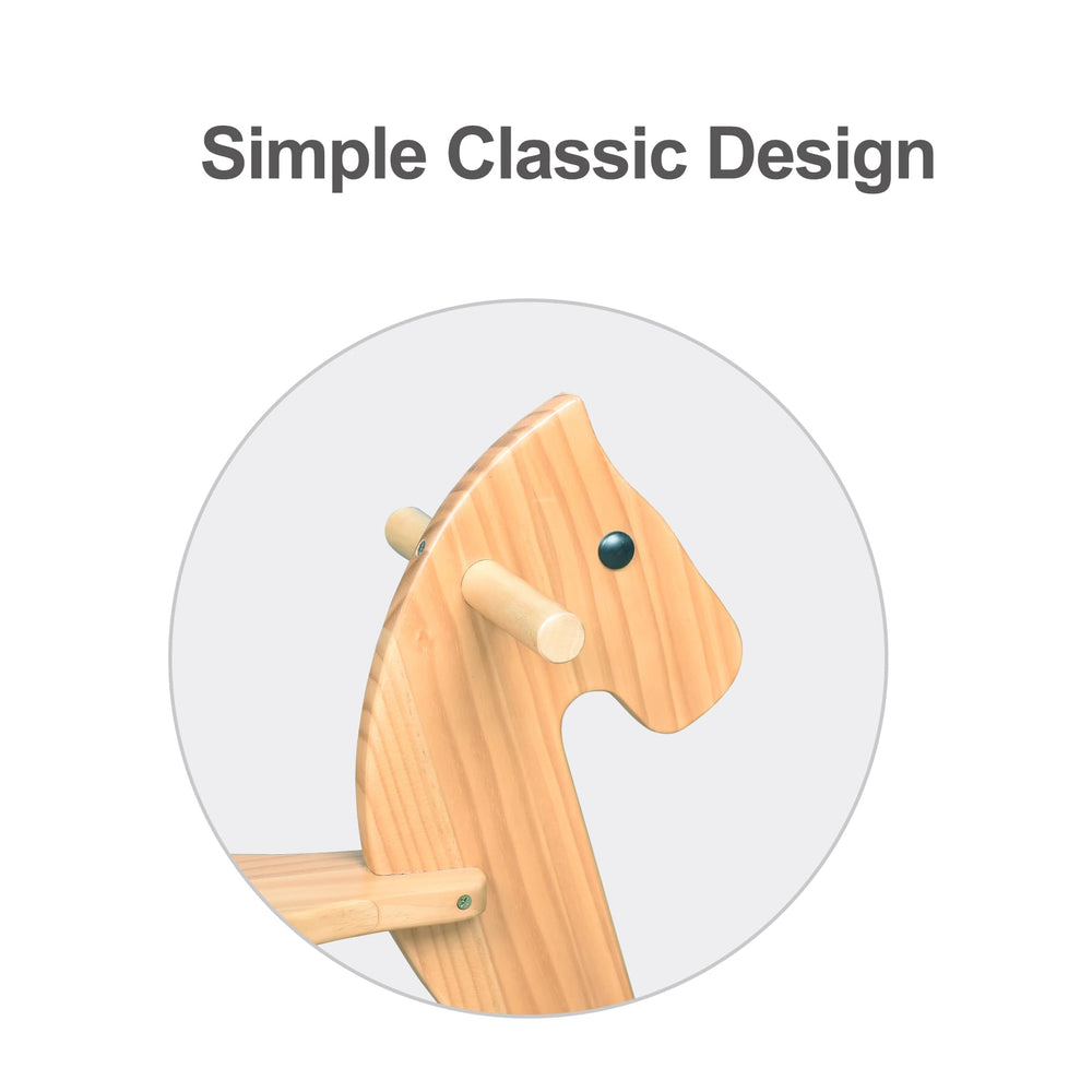 KRAND rocking horse backrest emphasizes comfortable support for toddlers during rides