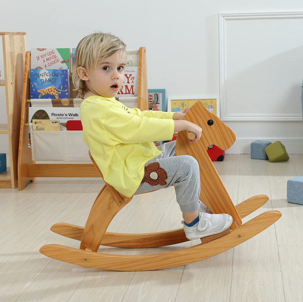 KRAND rocking horse pedal detail shows easy foot placement for safe, playful sessions