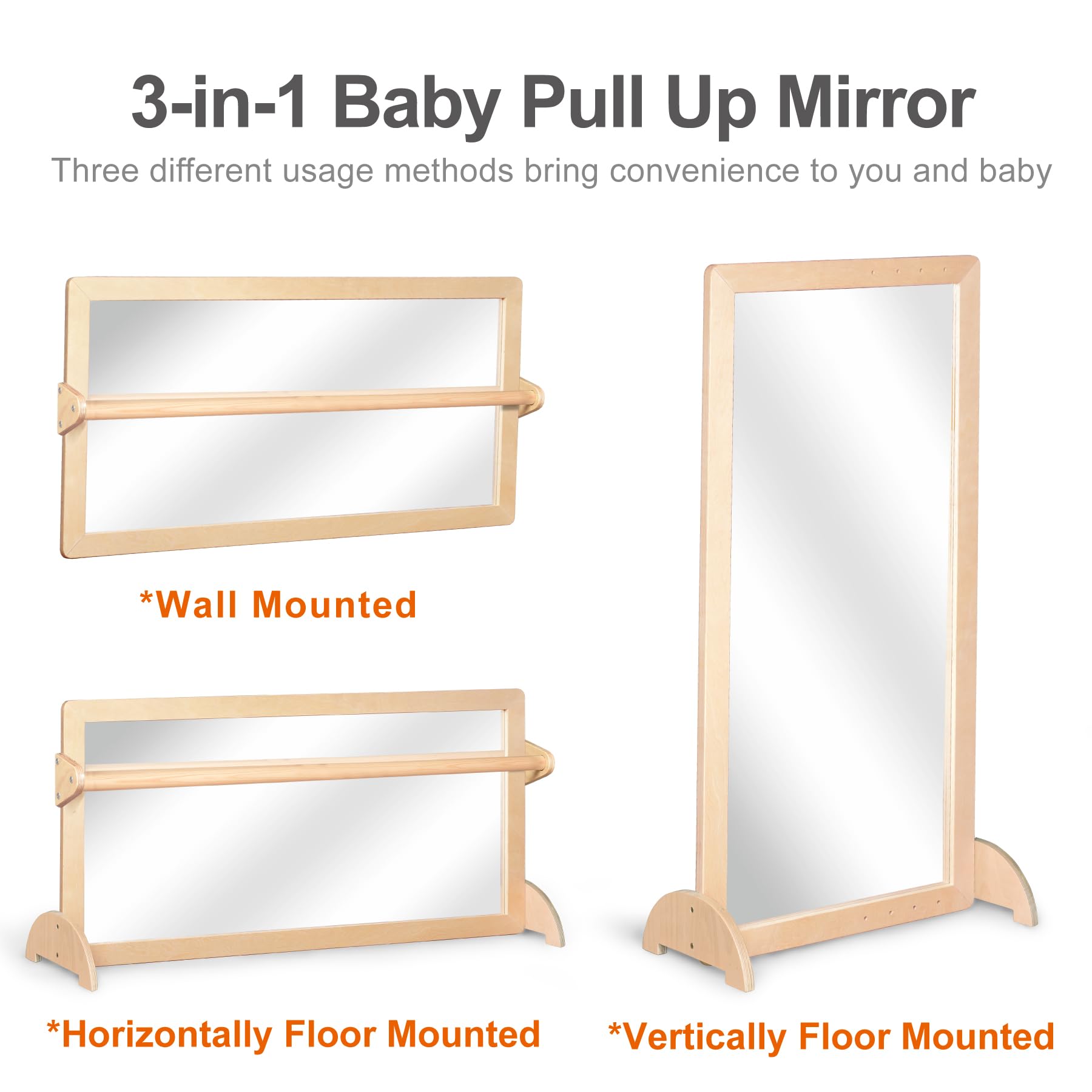 KRAND shatterproof mirror highlights safe reflective play for babies.