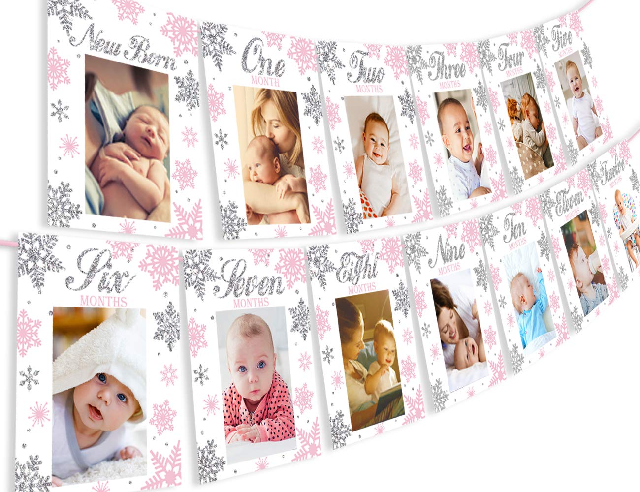Kreatwow snowflake banner close-up highlights glitter for a magical photo backdrop.
