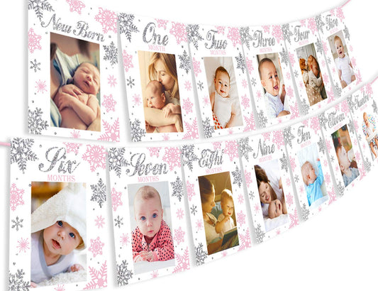 Kreatwow snowflake banner close-up highlights glitter for a magical photo backdrop.