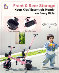 KRIDDO pedal clutch front view pink enables easy mode switch between push and ride