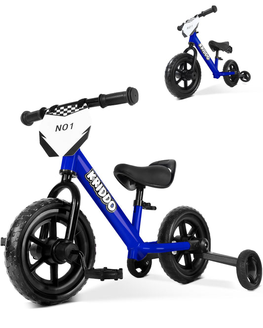 KRIDDO 2-in-1 blue bike mode switch supports early balance development.